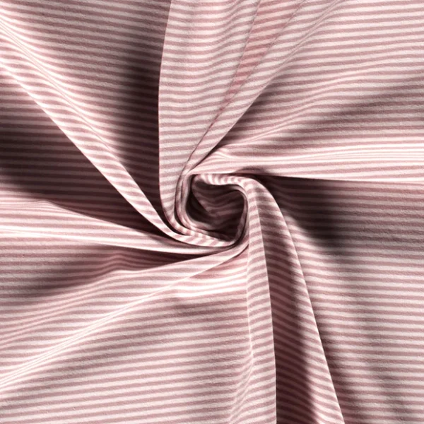 Katoenen jersey yarn dyed strepen mauve